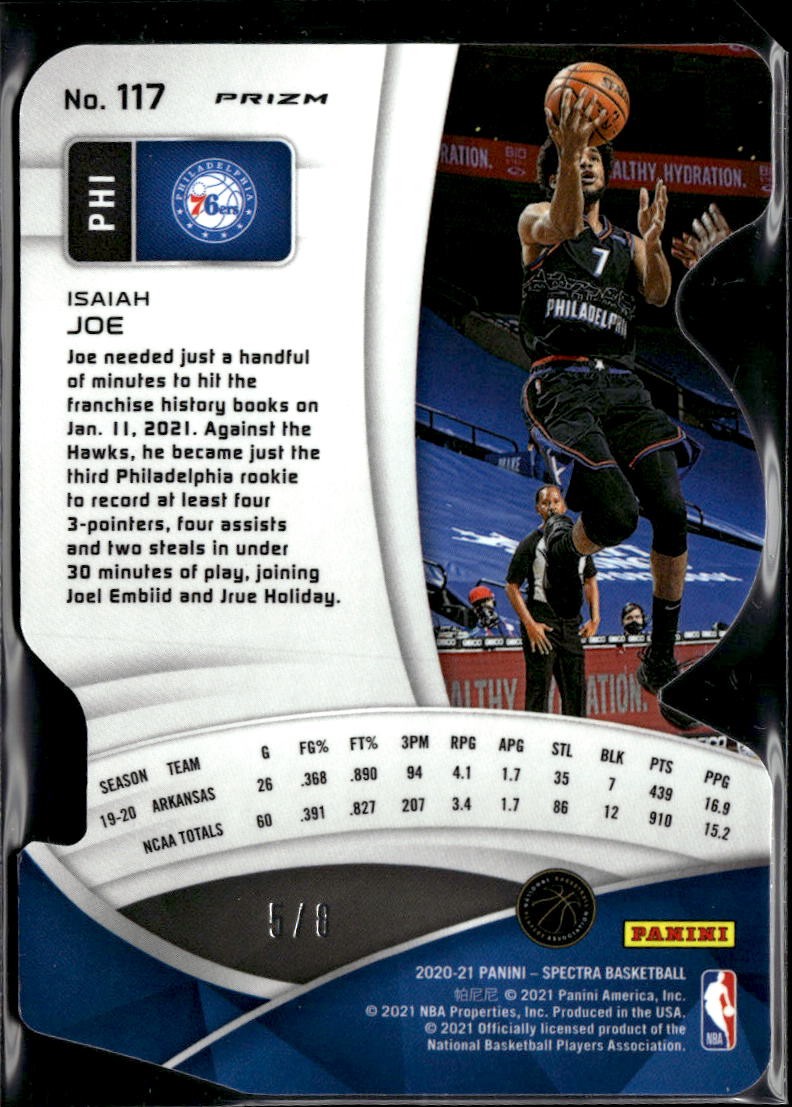 Isaiah Joe 2021 Spectra Universal Prizm RC Rookie SSP 5/8 Philadelphia 76ers