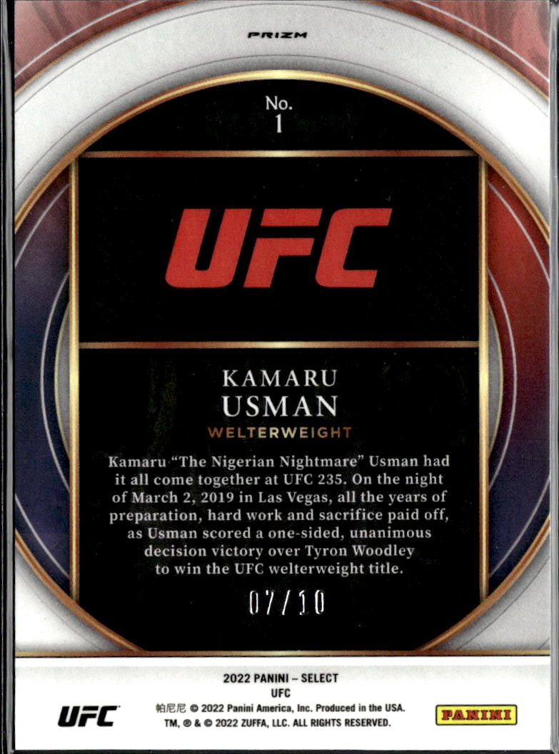 Kamaru Usman 2022 Select Numbers GOLD Prizm UFC MMA 7/10