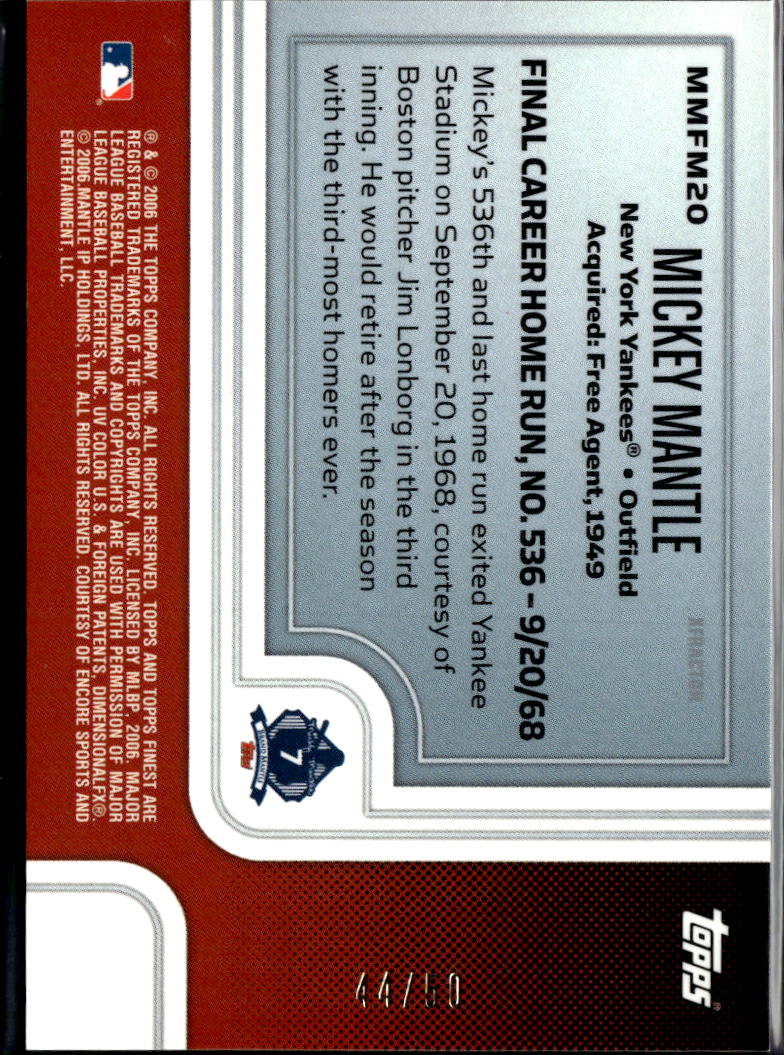 Mickey Mantle 2006 Topps Finest Moments Green X-Fractor 44/50 New York Yankees