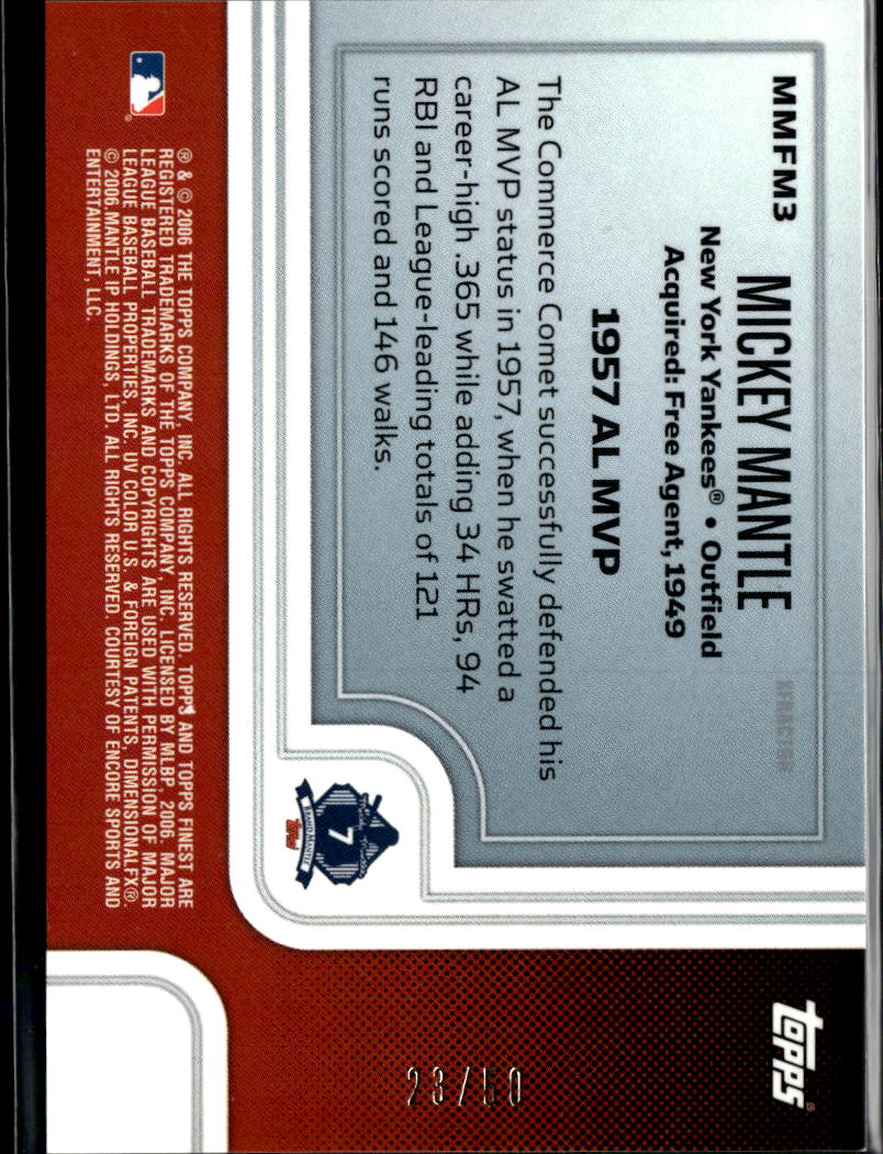 Mickey Mantle 2006 Topps Finest Moments Green X-Fractor 23/50 New York Yankees
