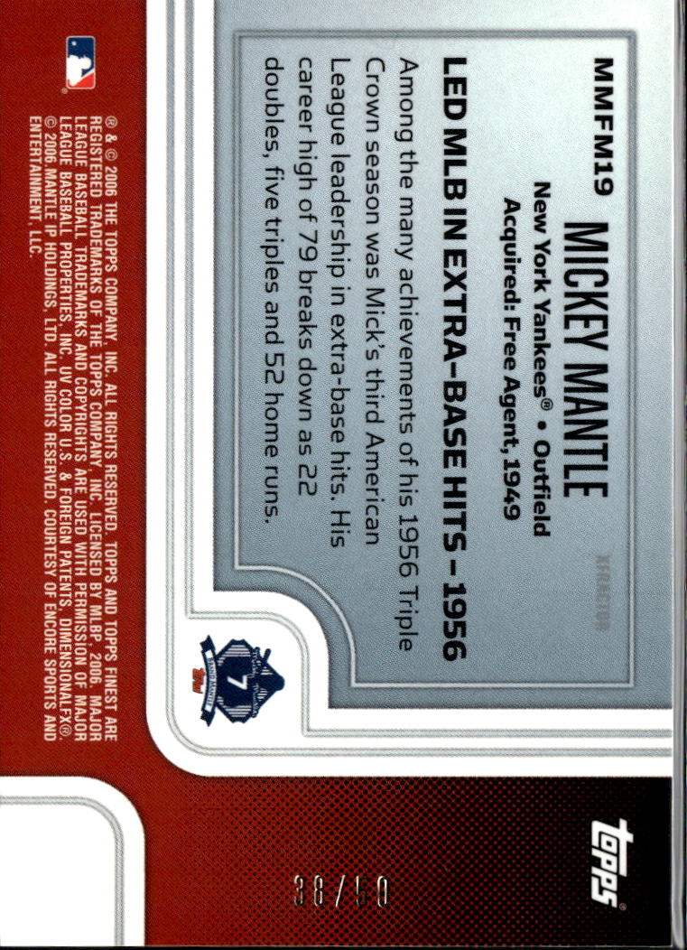 Mickey Mantle 2006 Topps Finest Moments Green X-Fractor 38/50 New York Yankees