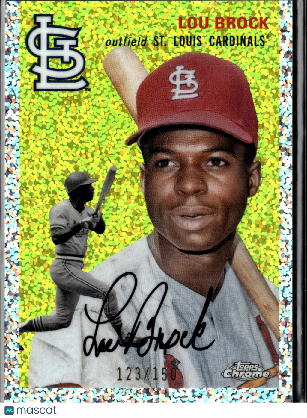 Lou Brock 2023 Topps Chrome Platinum Speckle Refractor /150 St. Louis Cardinals