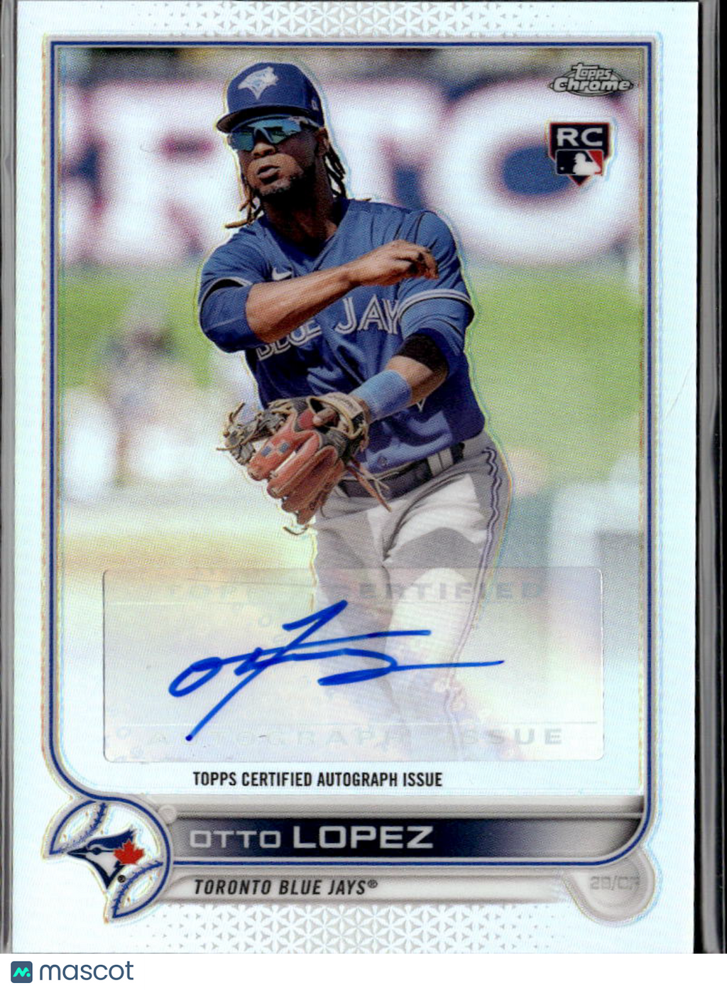 Otto Lopez 2022 Topps Chrome RC Auto Autograph Refractor Toronto Blue Jays