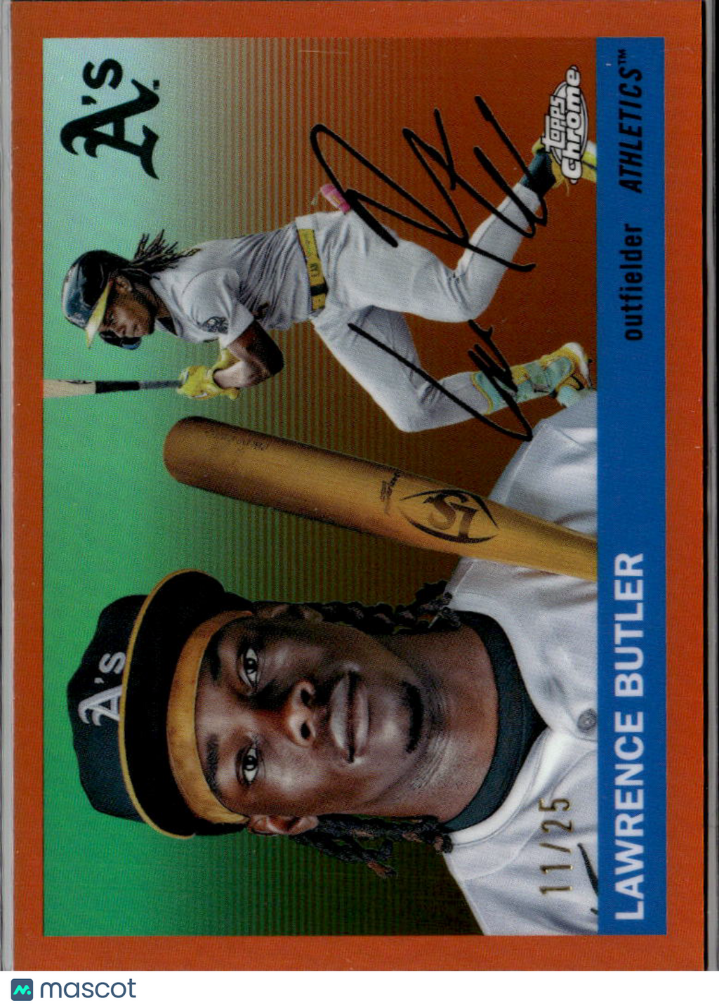 Lawrence Butler 2025 Topps Chrome Platinum Orange Refractor 11/25 Athletics