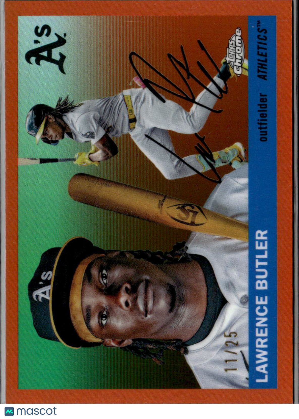 Lawrence Butler 2025 Topps Chrome Platinum Orange Refractor 11/25 Athletics
