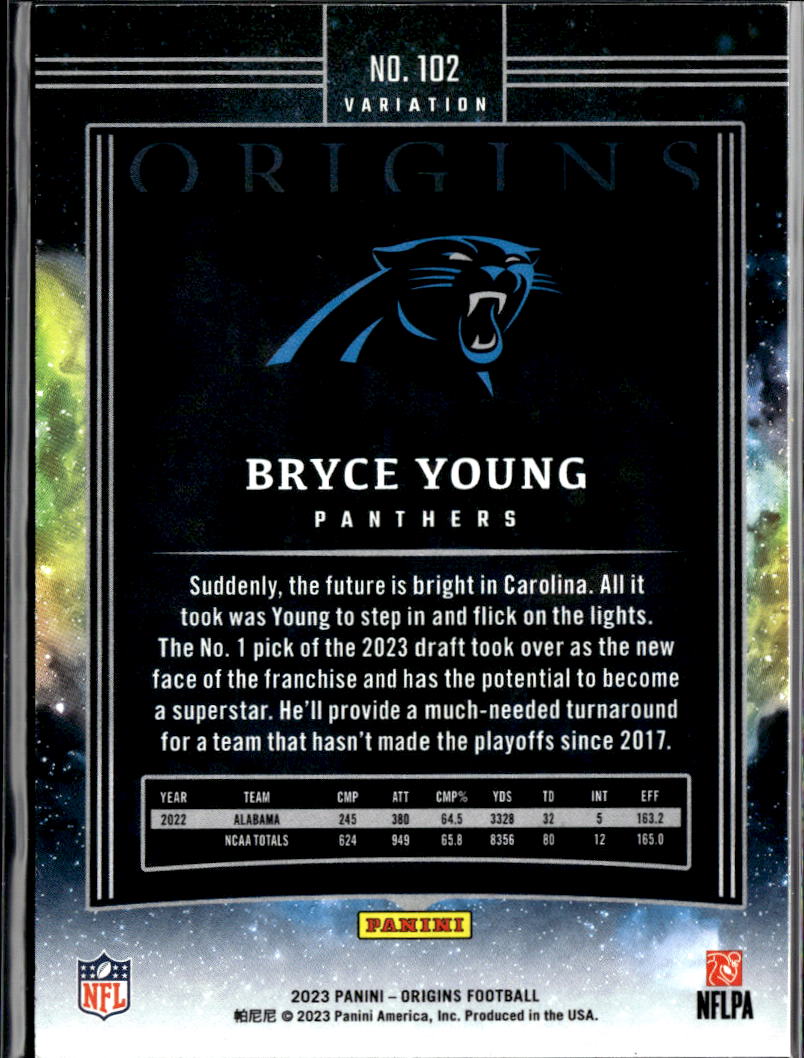 Bryce Young 2023 Origins Variation Rookie RC SSP Carolina Panthers