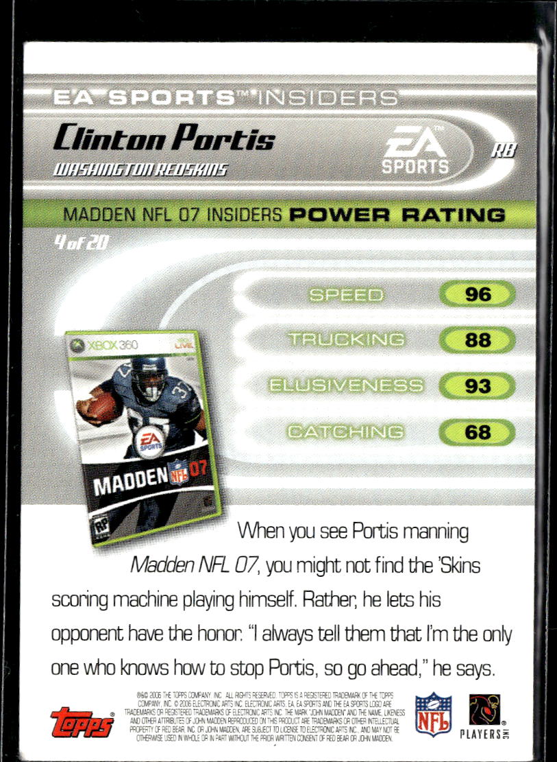 Clinton Portis 2006 Topps Madden NFL 07 EA Sports Insiders Washington Redskins