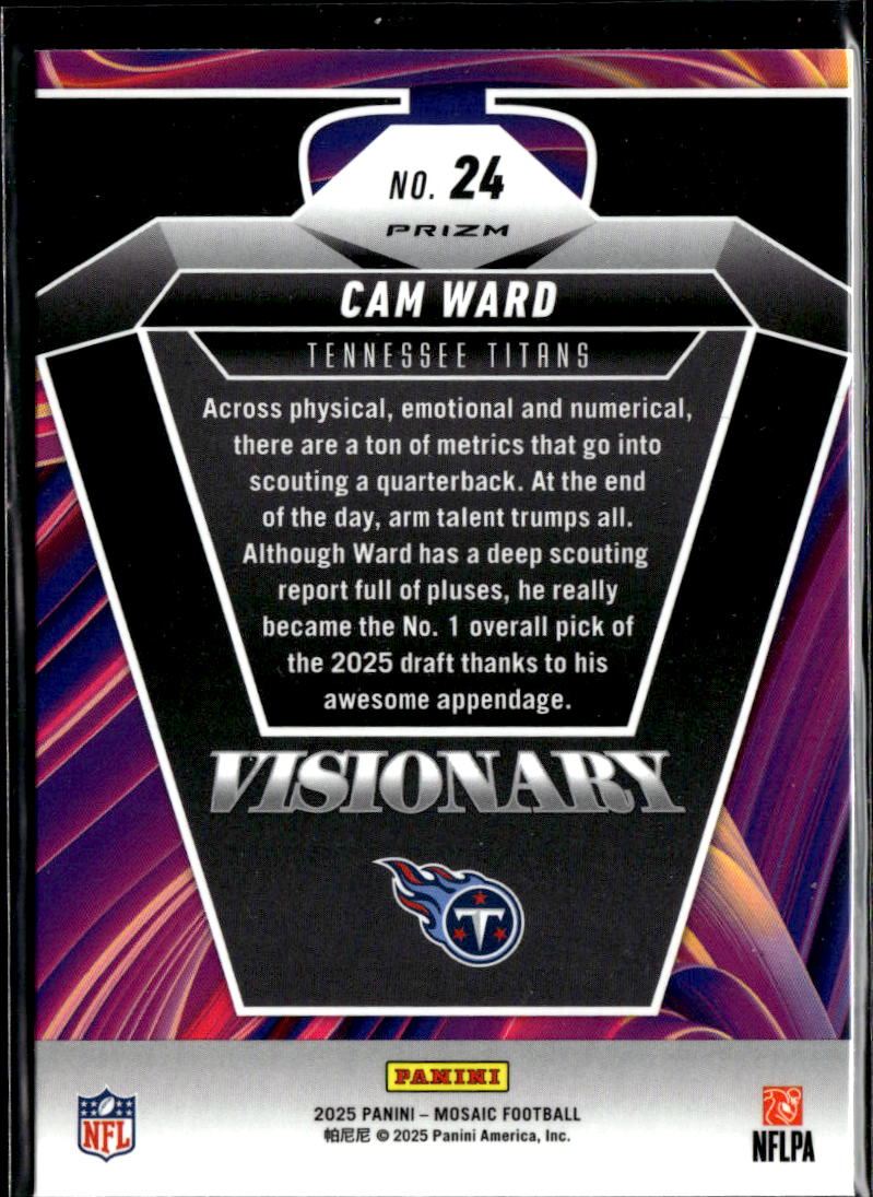 Cam Ward 2025 Mosaic Visionary SSP CASE HIT Rookie RC Tennessee Titans