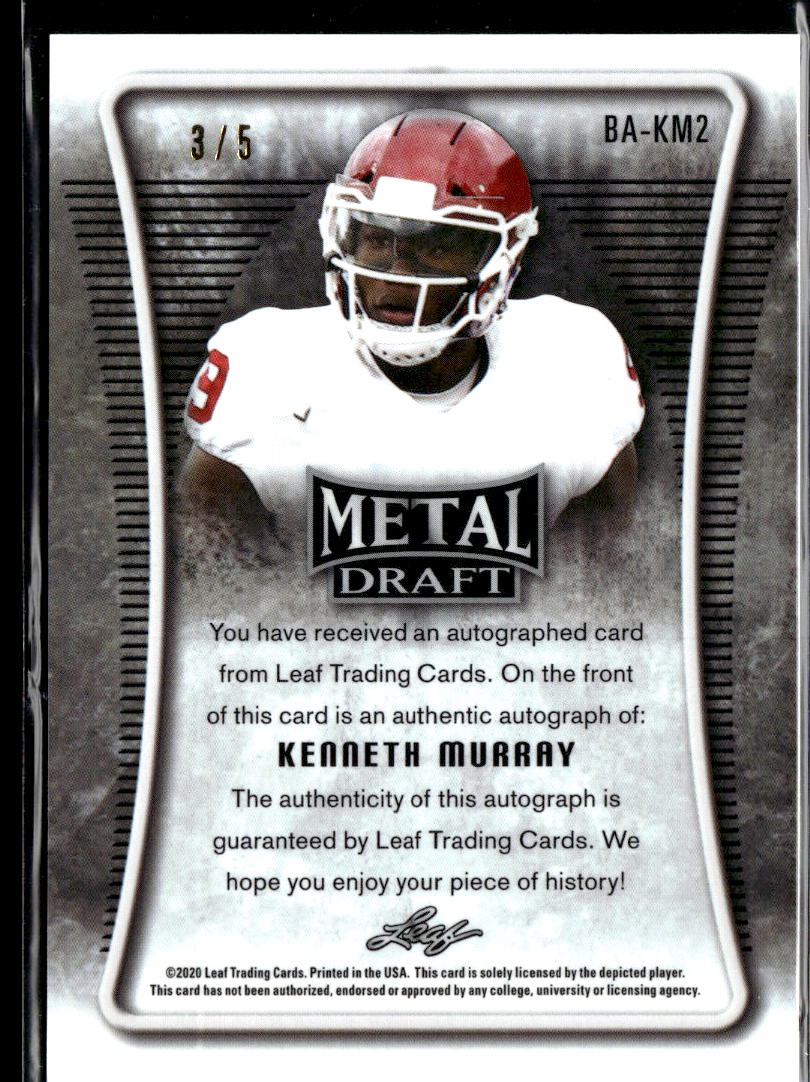 Kenneth Murray 2020 Leaf Metal Draft RC Auto Autograph Red 3/5 Oklahoma Sooners