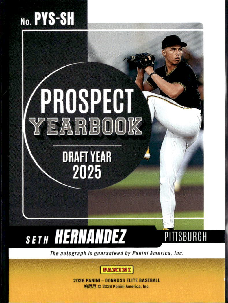 Seth Hernandez 2026 Elite Extra Auto Autograph RC Blue /99 Pittsburgh