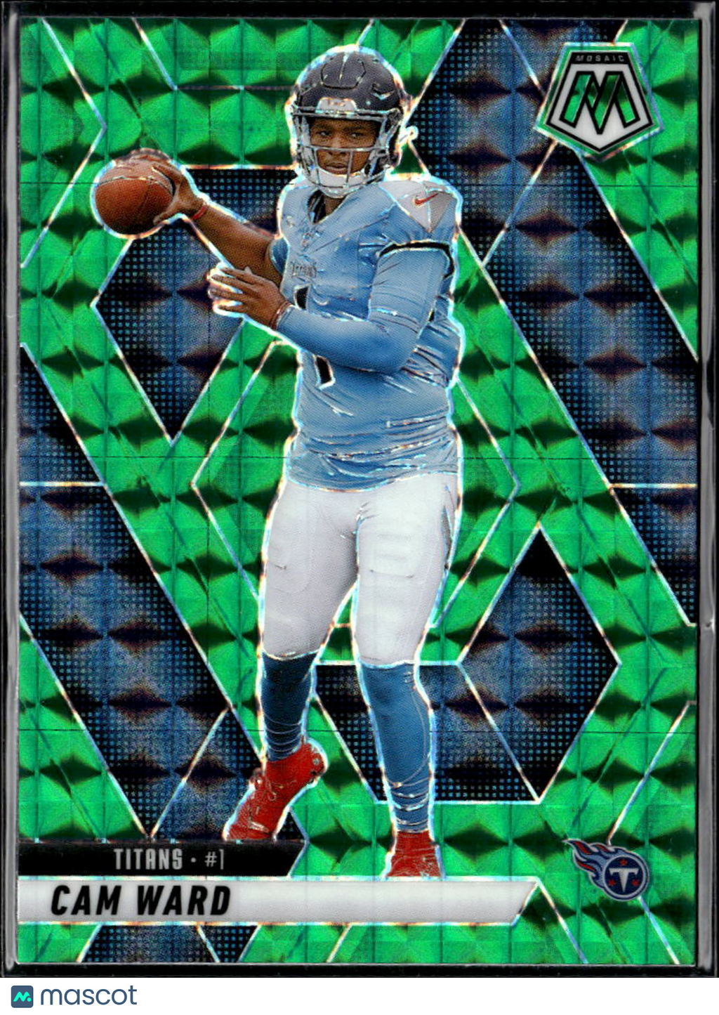 Cam Ward 2025 Mosaic Green Prizm Rookie RC Tennessee Titans