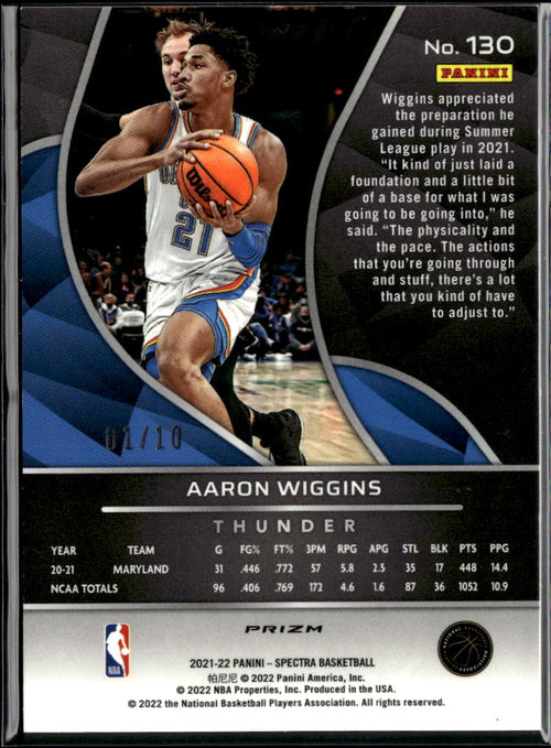 Aaron Wiggins 2021-22 Spectra GOLD Prizm Rookie RC 1/10 Oklahoma City Thunder