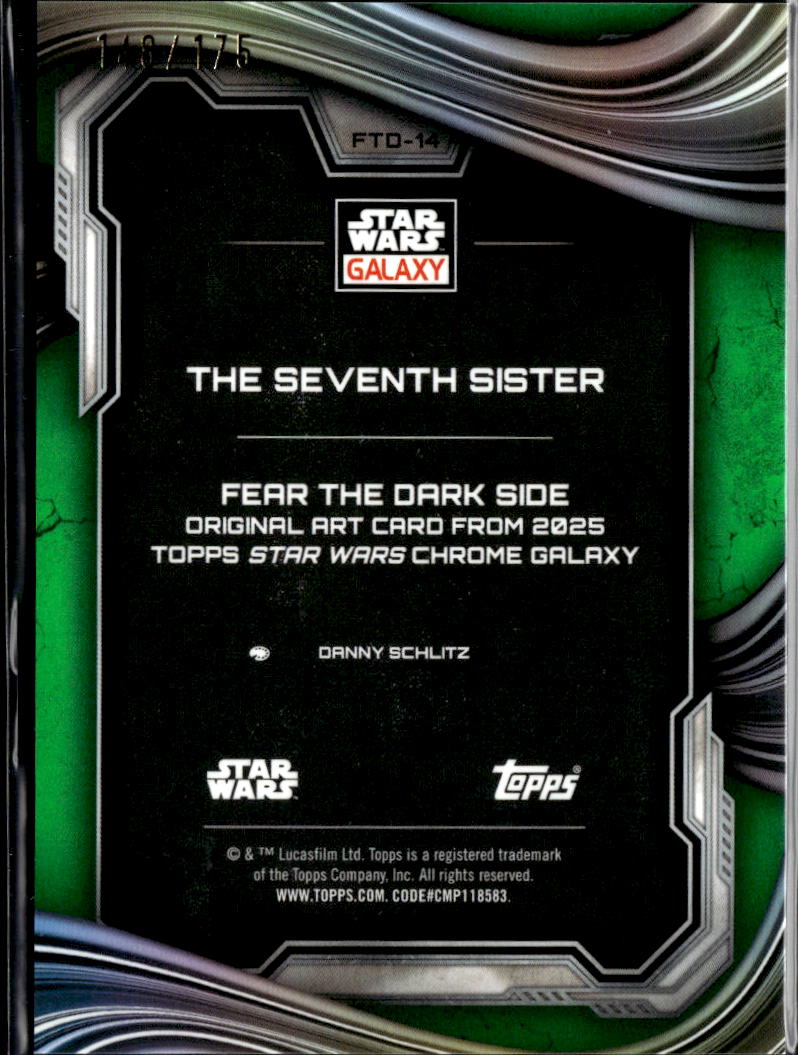 The Seventh Sister 2025 Topps Star Wars Galaxy Green Lava Refractor 148/175