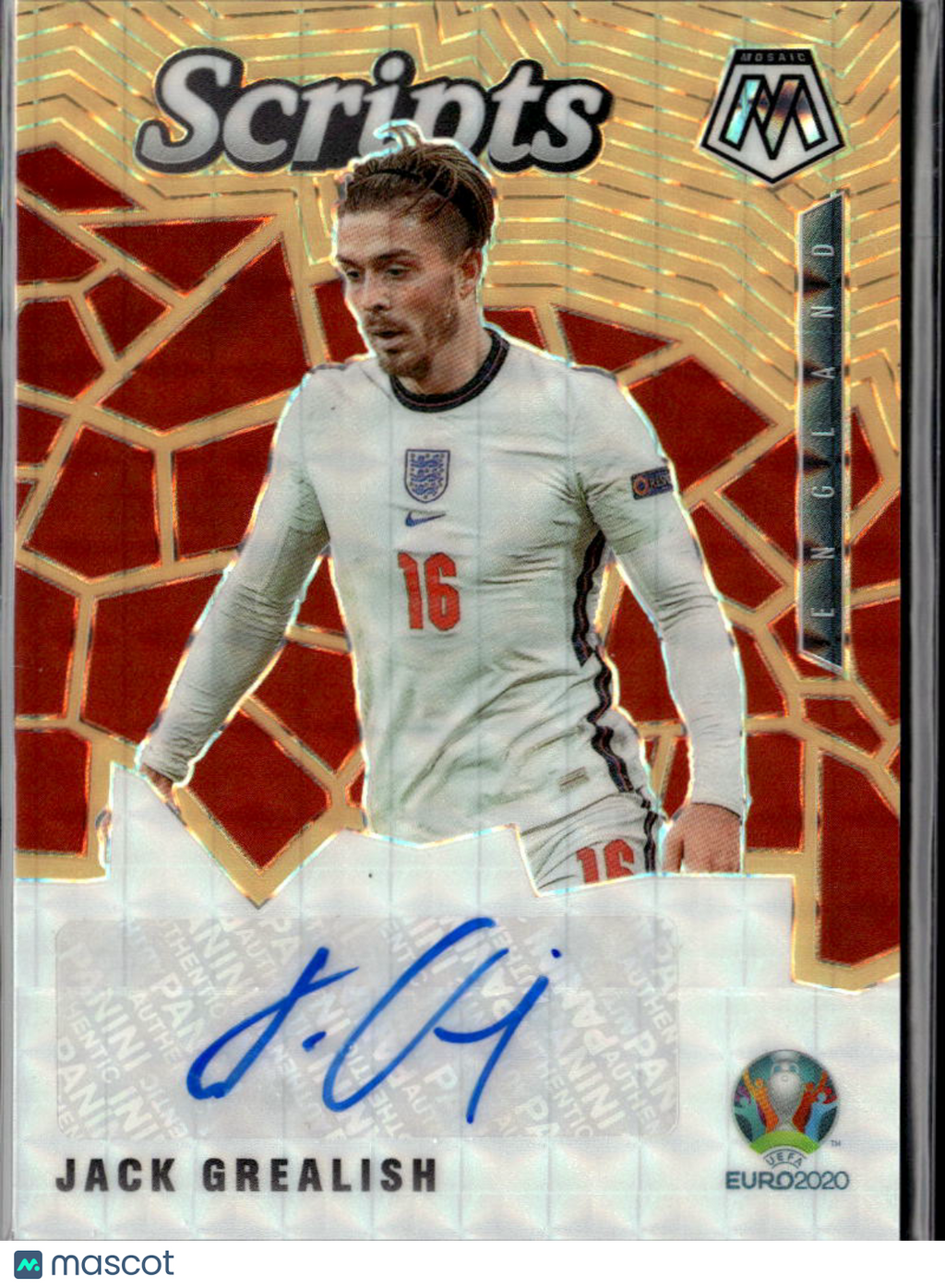 Jack Grealish 2021 Mosaic Scripts Auto Autograph Orange 4/5 England