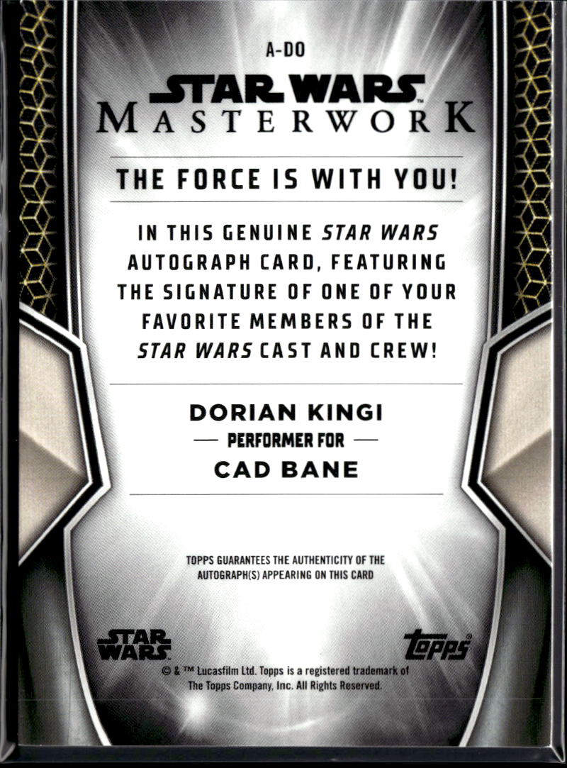 Dorian Kingi as Cad Bane 2025 Topps Star Wars Masterwork Auto Autograph