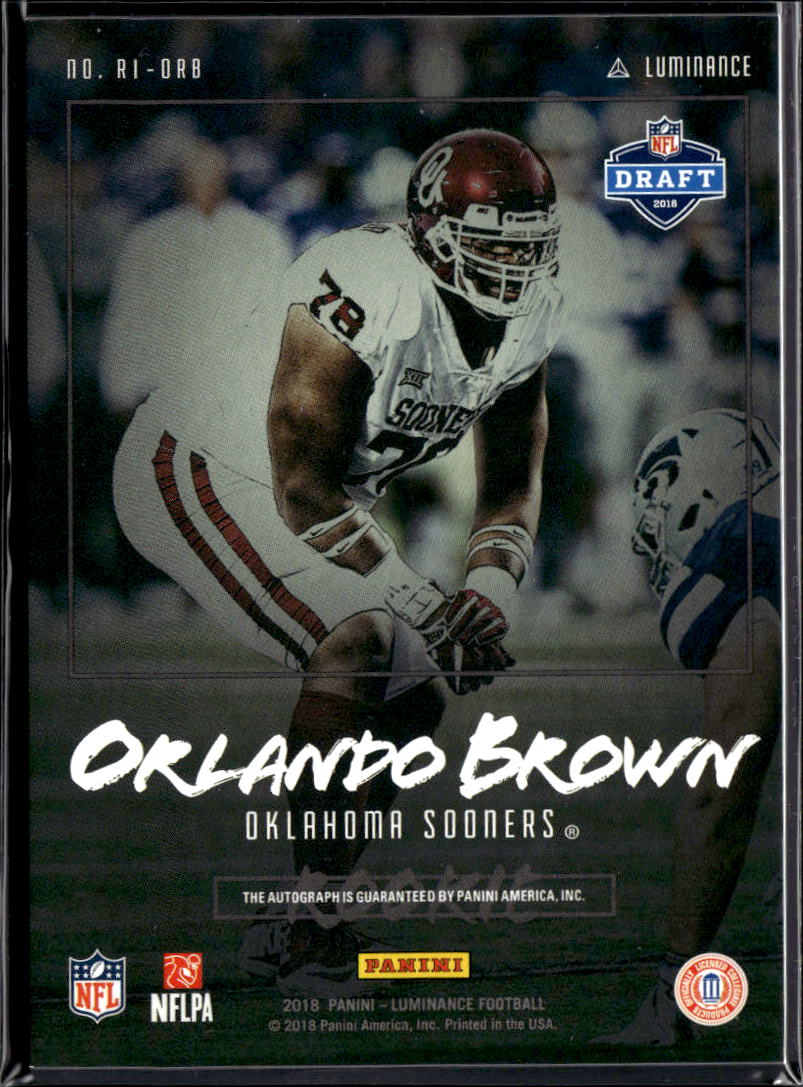 Orlando Brown 2018 Luminance Auto Autograph RC 38/249 Oklahoma Sooners