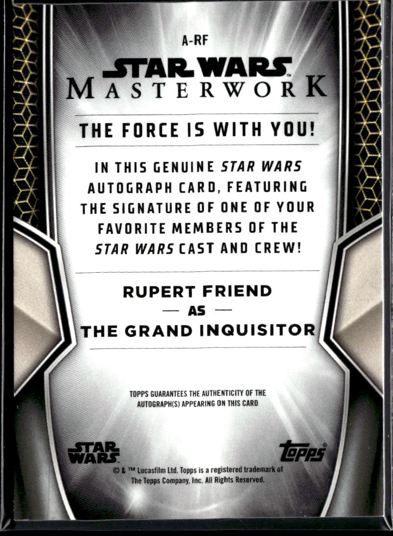 Rupert Friend as Grand Inquisitor 2025 Star Wars Masterwork Auto Autograph 17/50