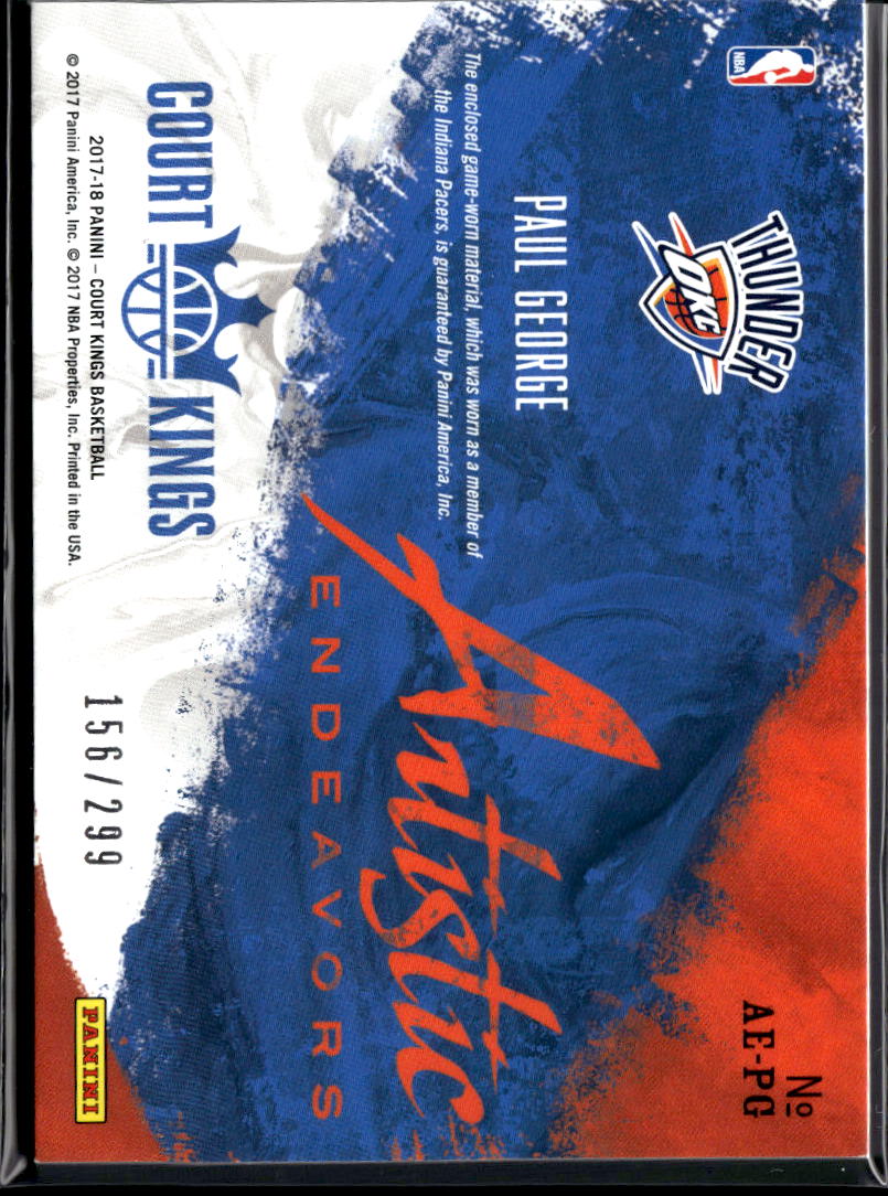Paul George 2017-18 Court Kings Game Worn Jersey Patch OKC Thunder 156/299