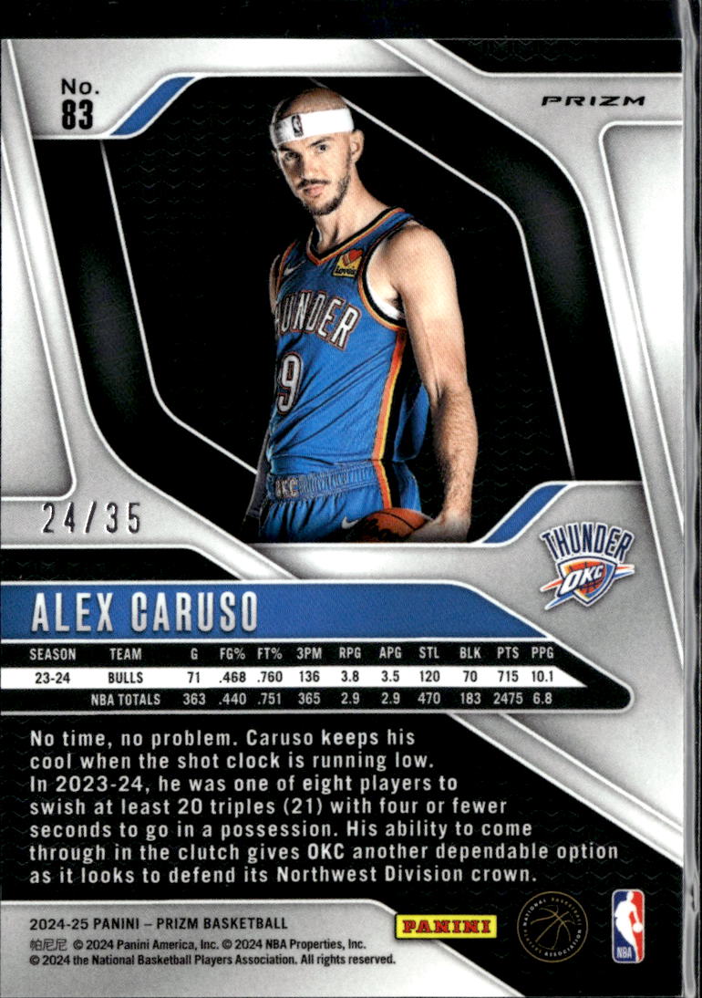 Alex Caruso 2024-25 Prizm Blue Shimmer 24/35 Oklahoma City Thunder