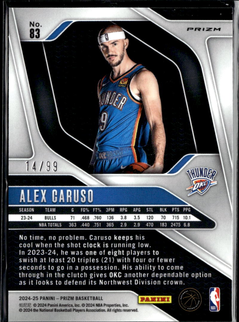 Alex Caruso 2024 Panini Prizm Blue /99 Oklahoma City Thunder