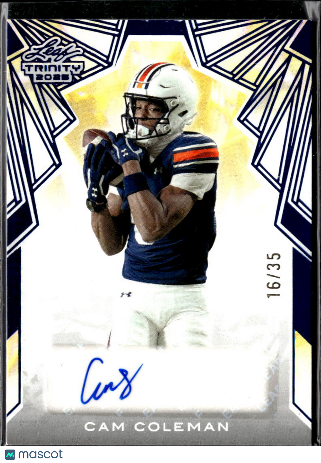 Cam Coleman 2025 Leaf Trinity Auto Autograph RC 16/35 Auburn Texas Longhorns
