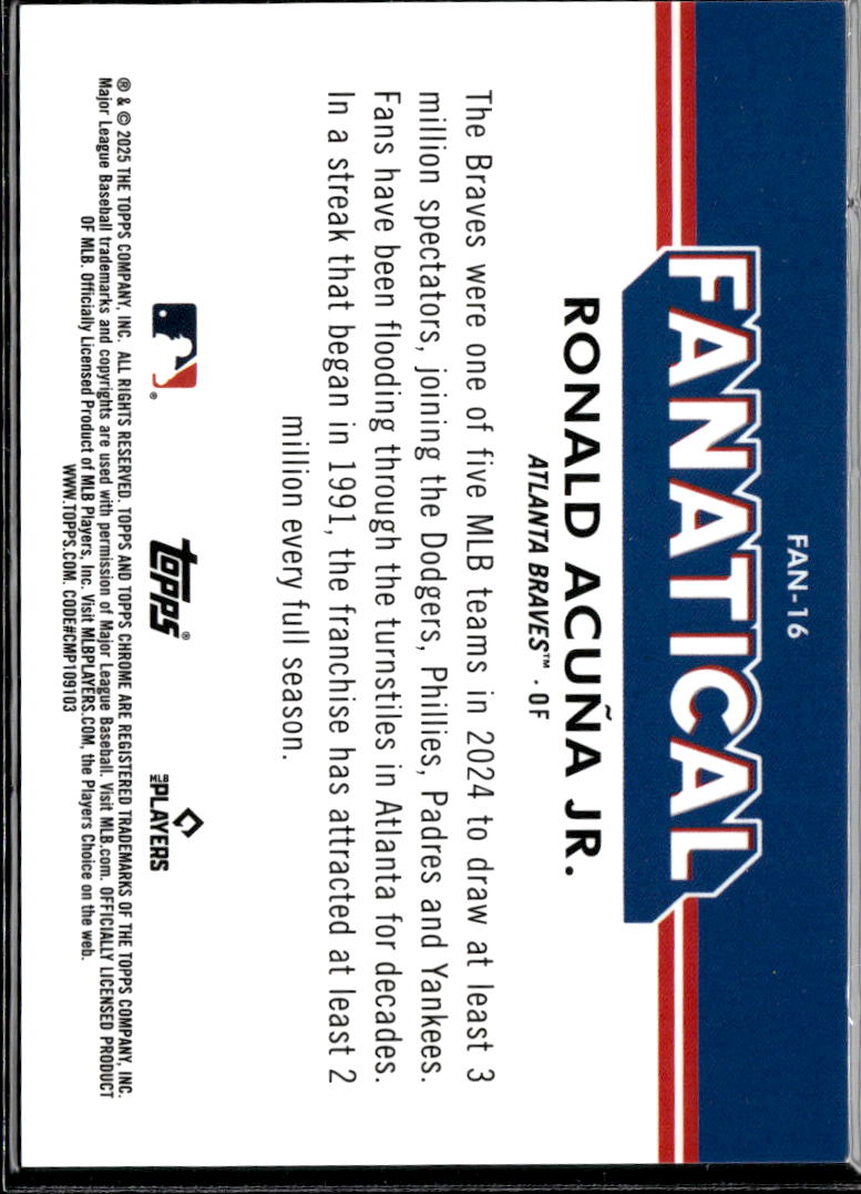 Ronald Acuña Jr. 2025 Topps Chrome Fanatical SSP CASE HIT Atlanta Braves