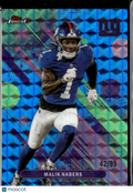 Malik Nabers 2025 Topps Finest Blue Refractor 42/99 New York Giants