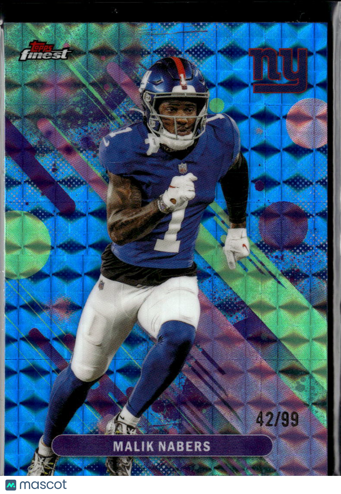 Malik Nabers 2025 Topps Finest Blue Refractor 42/99 New York Giants