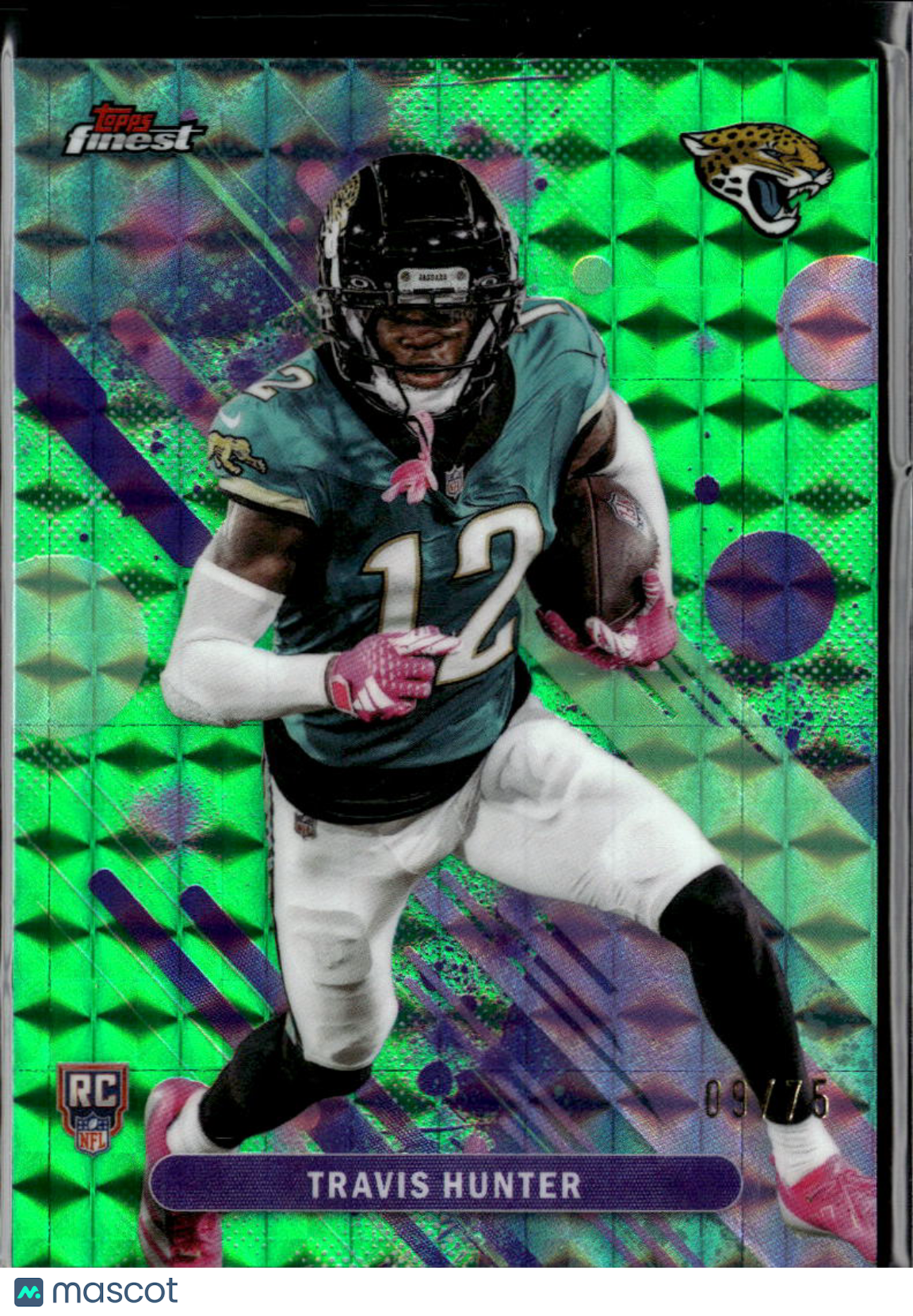 Travis Hunter 2025 Topps Finest Green Refractor Rookie 9/75 Jacksonville Jaguars