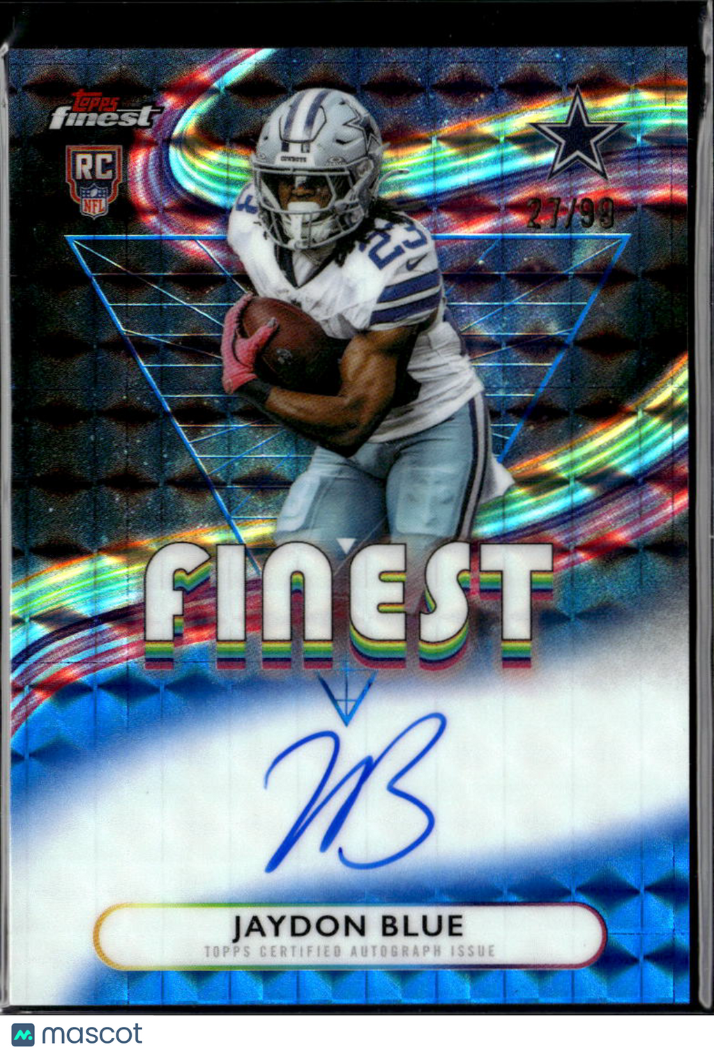 Jaydon Blue 2025 Topps Finest Auto Autograph Blue 27/99 Dallas Cowboys