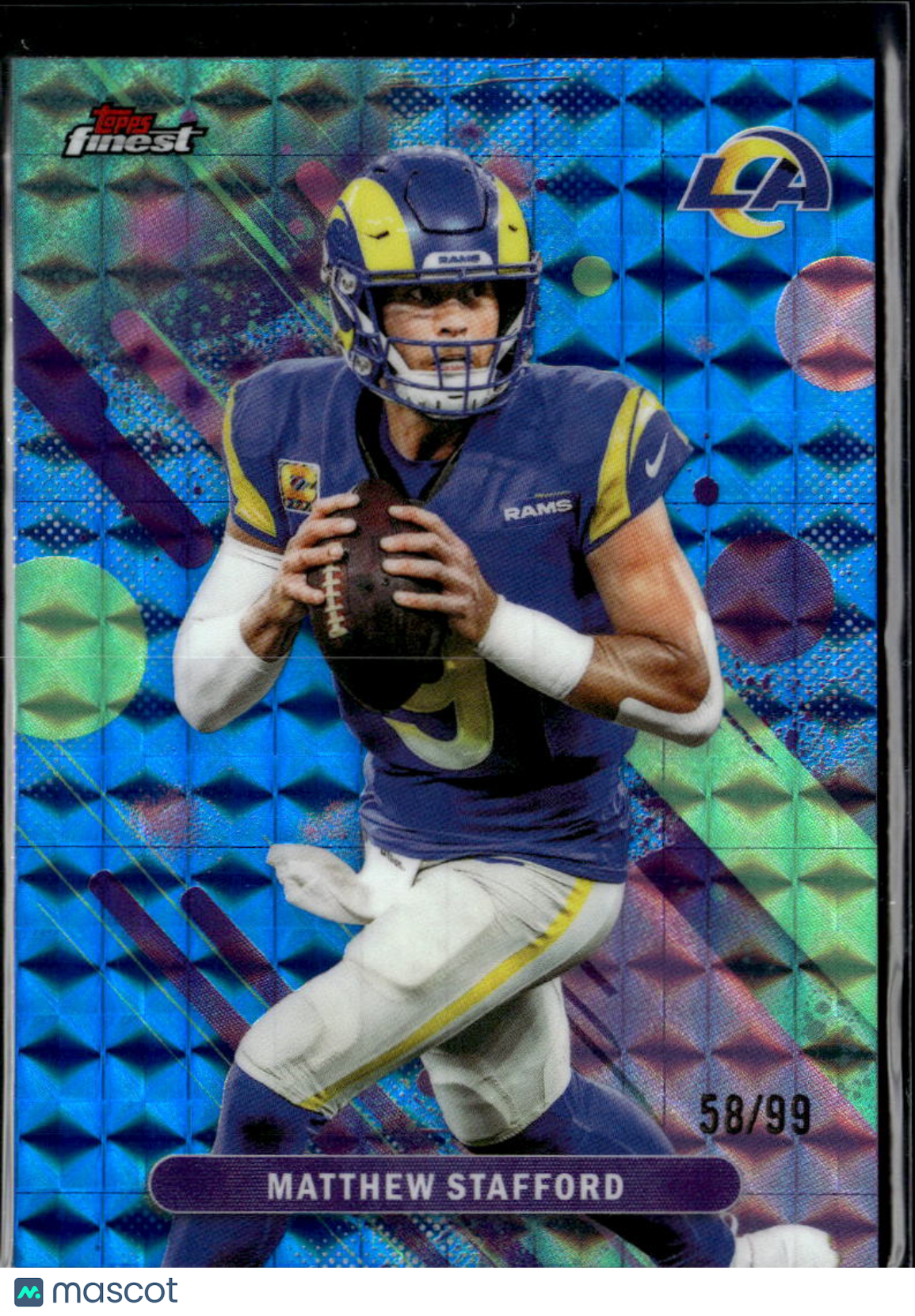 Matthew Stafford 2025 Topps Finest Blue Refractor /99 Los Angeles Rams