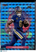 Lamar Jackson 2025 Topps Finest RARE Blue Refractor 58/75 Baltimore Ravens