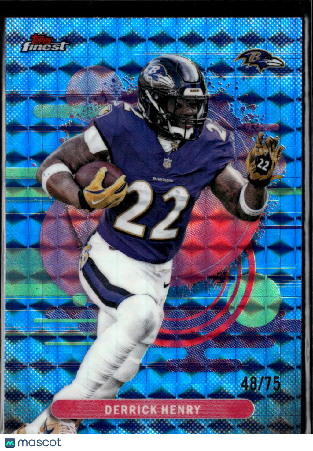Derrick Henry 2025 Topps Finest Blue Refractor /75 Baltimore Ravens