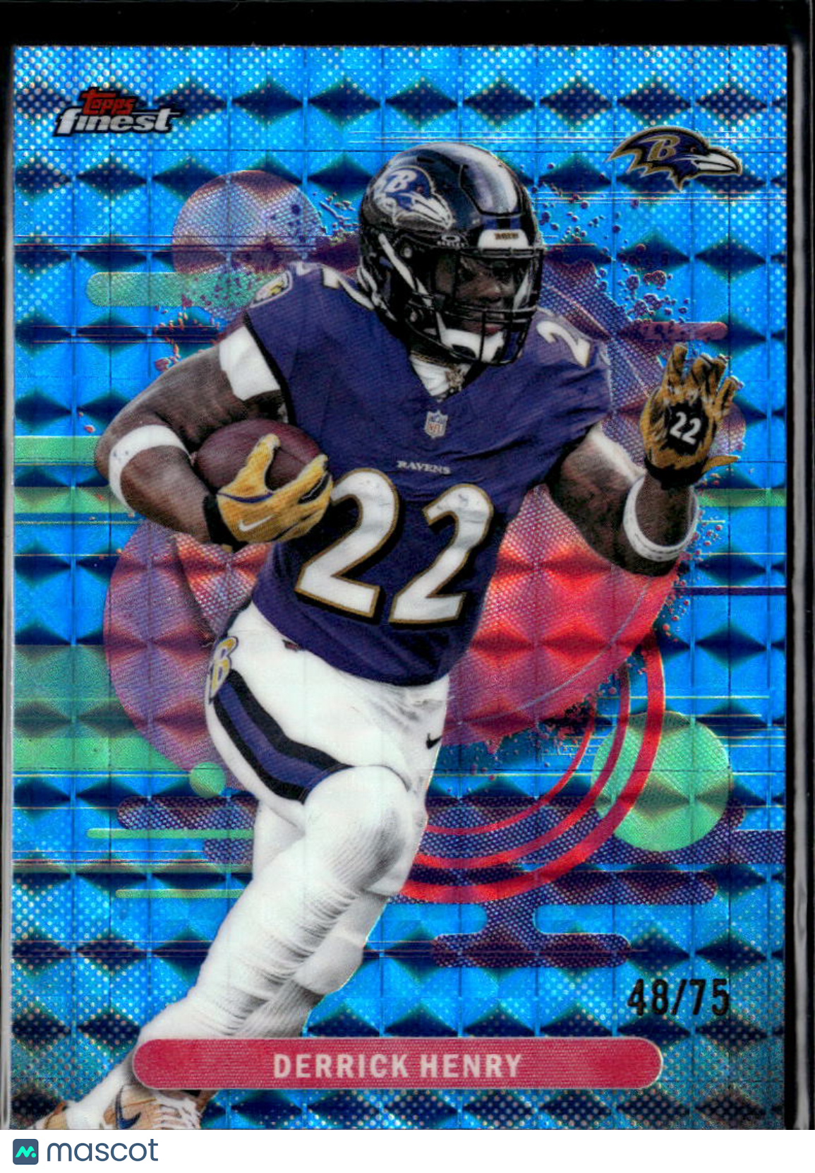Derrick Henry 2025 Topps Finest Blue Refractor /75 Baltimore Ravens