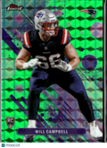 Will Campbell 2025 Topps Finest Green Refractor RC 59/75 New England Patriots