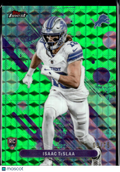 Isaac TeSlaa 2025 Topps Finest RC Green Refractor Rookie 3/75 Detroit Lions