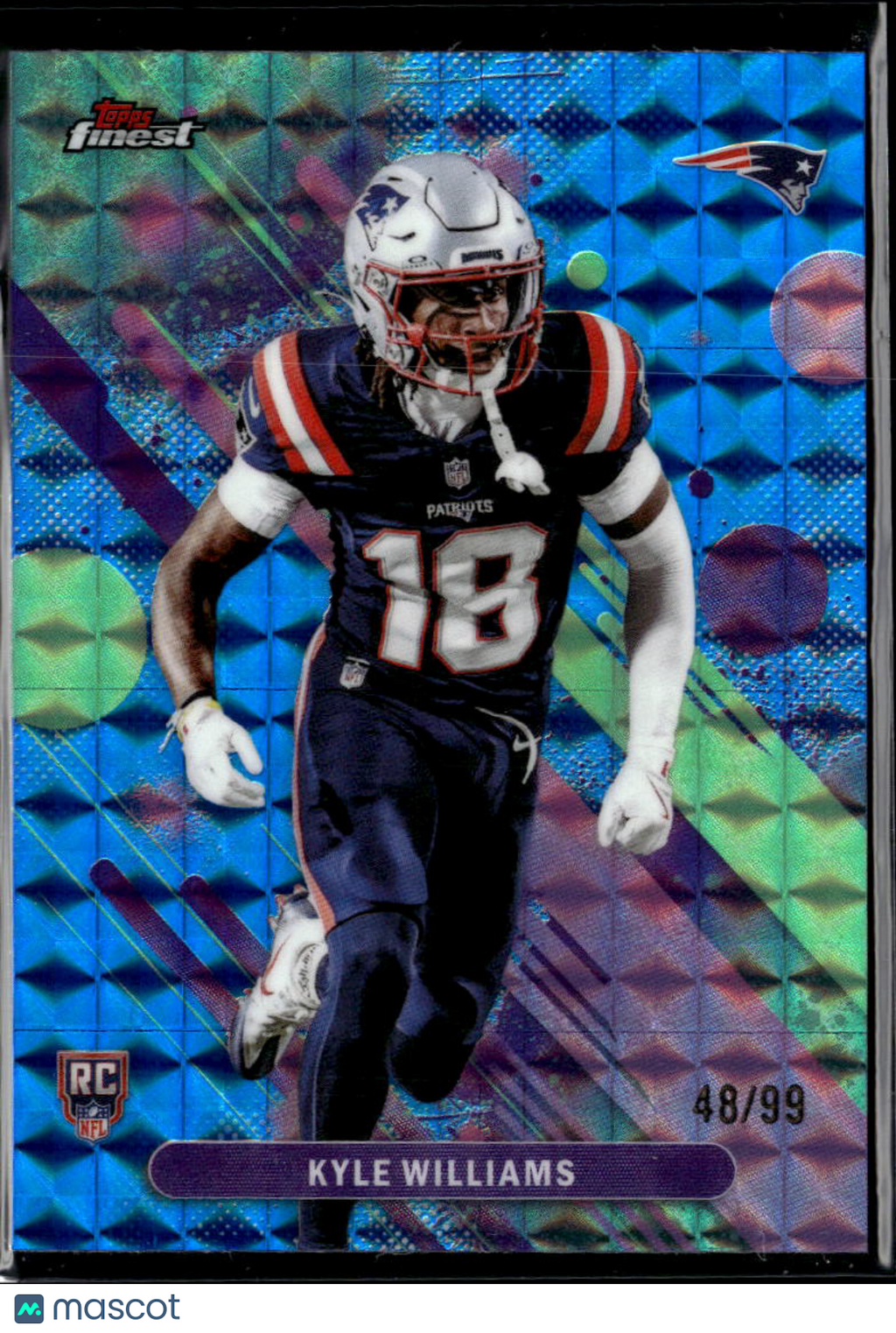 Kyle Williams 2025 Topps Finest RC Blue Refractor /99 New England Patriots