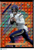 J.J. McCarthy 2025 Topps Finest Orange Refractor 9/15 Minnesota Vikings