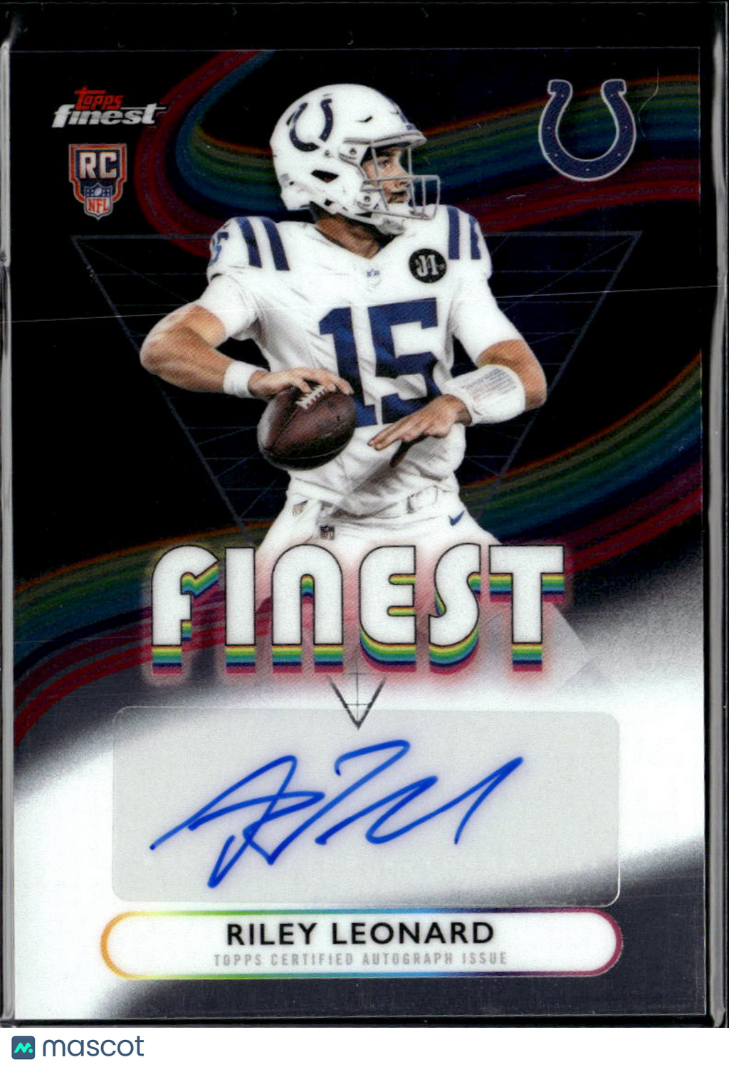 Riley Leonard 2025 Topps Finest Auto Autograph Rookie RC Indianapolis Colts