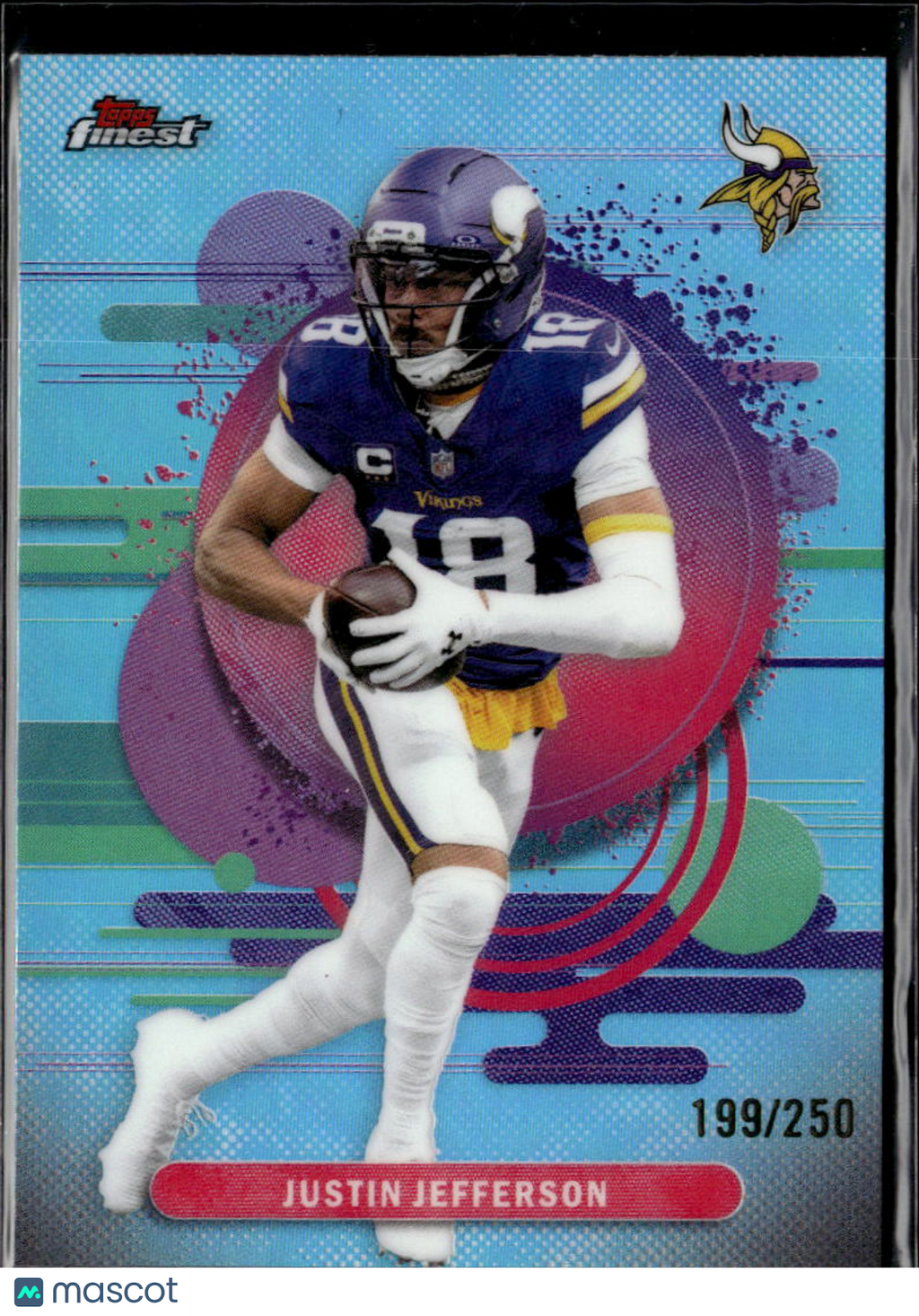 Justin Jefferson 2025 Topps Finest Light Blue Refractor 199/250 Vikings