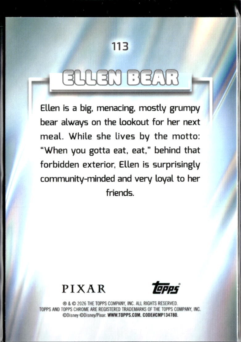Ellen Bear 2026 Topps Chrome Disney Debut Pink Refractor 47/399 Debut #113