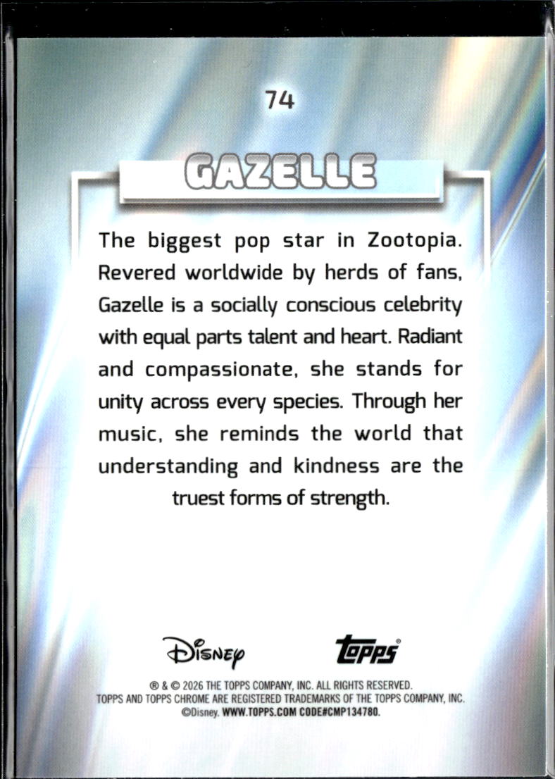 Gazelle 2026 Topps Chrome Disney Zootopia Green Wave Refractor 78/99 #74