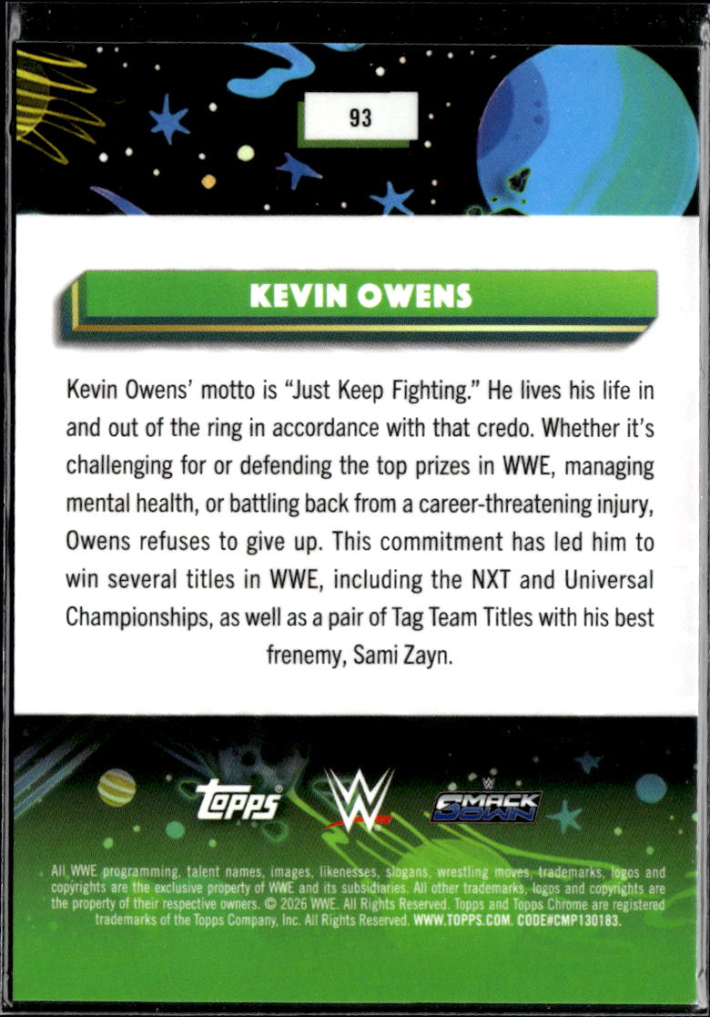 Kevin Owens 2026 Topps Chrome Cosmic White Hole Refractor SSP WWE #93