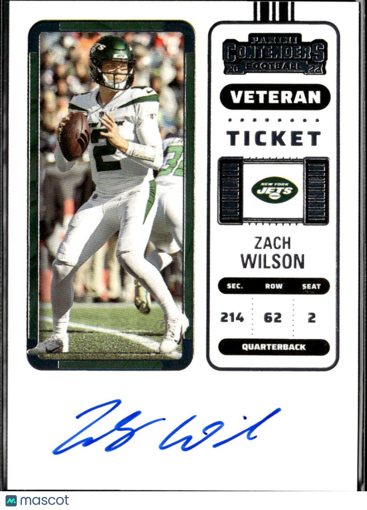 Zach Wilson 2023 Panini Contenders Football Veteran Ticket Auto New York Jets