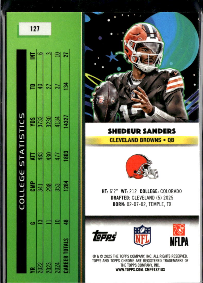 Shedeur Sanders 2025 Topps Chrome Cosmic Rookie RC Cleveland Browns