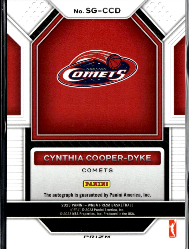 Cynthia Cooper-Dyke 2023 Prizm WNBA Auto Autograph Houston Comets