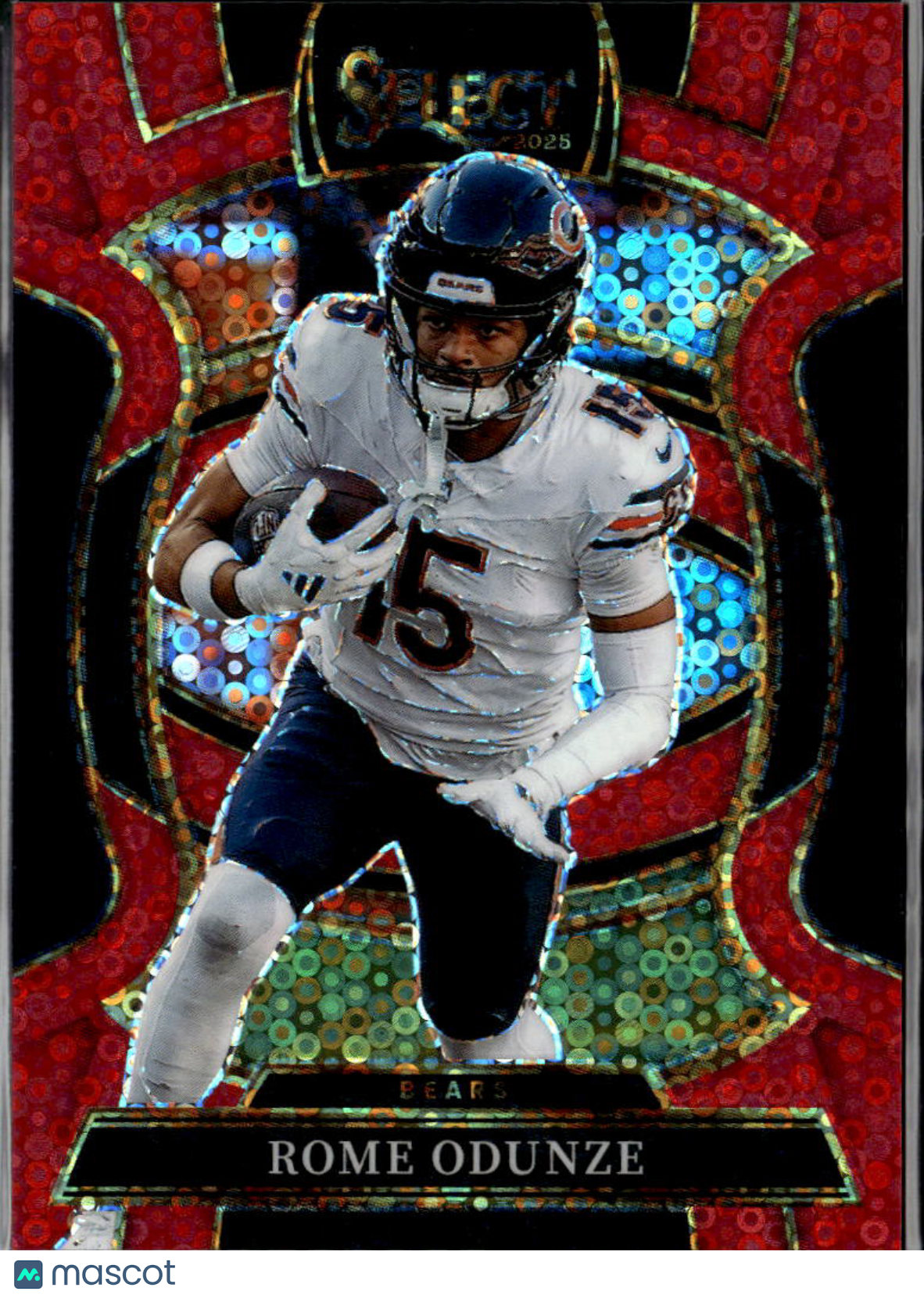 Rome Odunze 2025 Select Red Disco Prizm 40/49 Chicago Bears