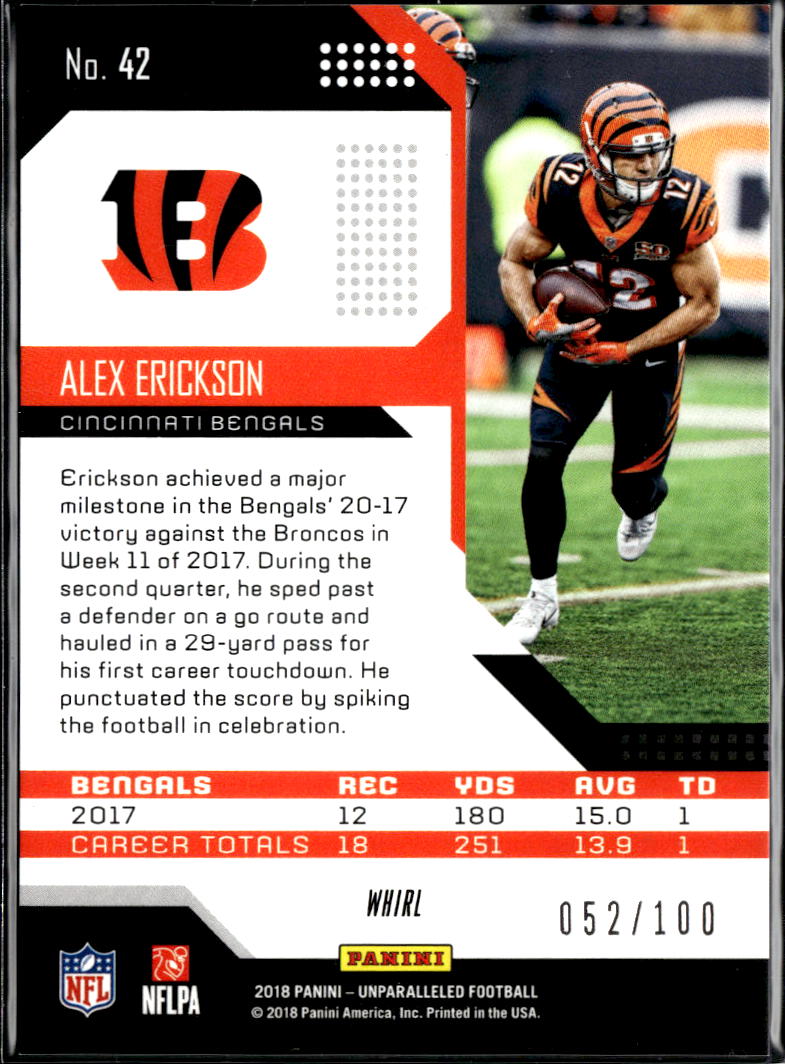 Alex Erickson 2018 Panini Unparalleled RC Whirl /100 Cincinnati Bengals