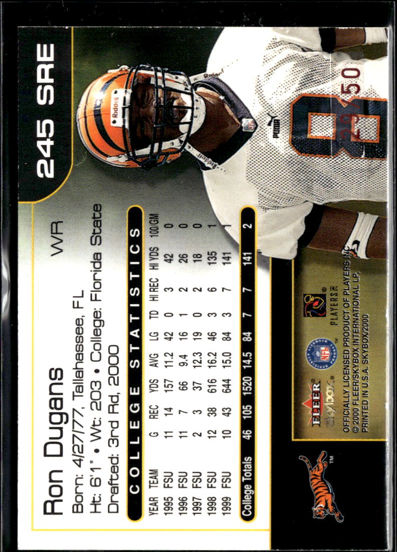 Ron Dugans 2000 SkyBox Star Ruby Rubies Rookie RC 29/50 Cincinnati Bengals