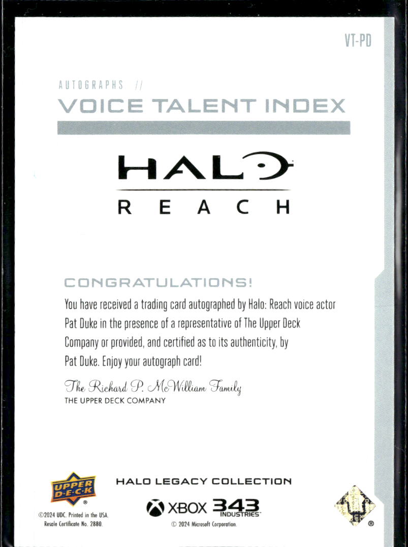 Pat Duke as Colonel Urban Holland 2024 Upper Deck Halo Legacy Collection